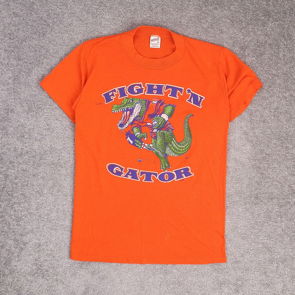 VTG 80s University of Florida Fighting Gators Small Orange Short Sleeve T-Shirt - Picture 1 of 12
